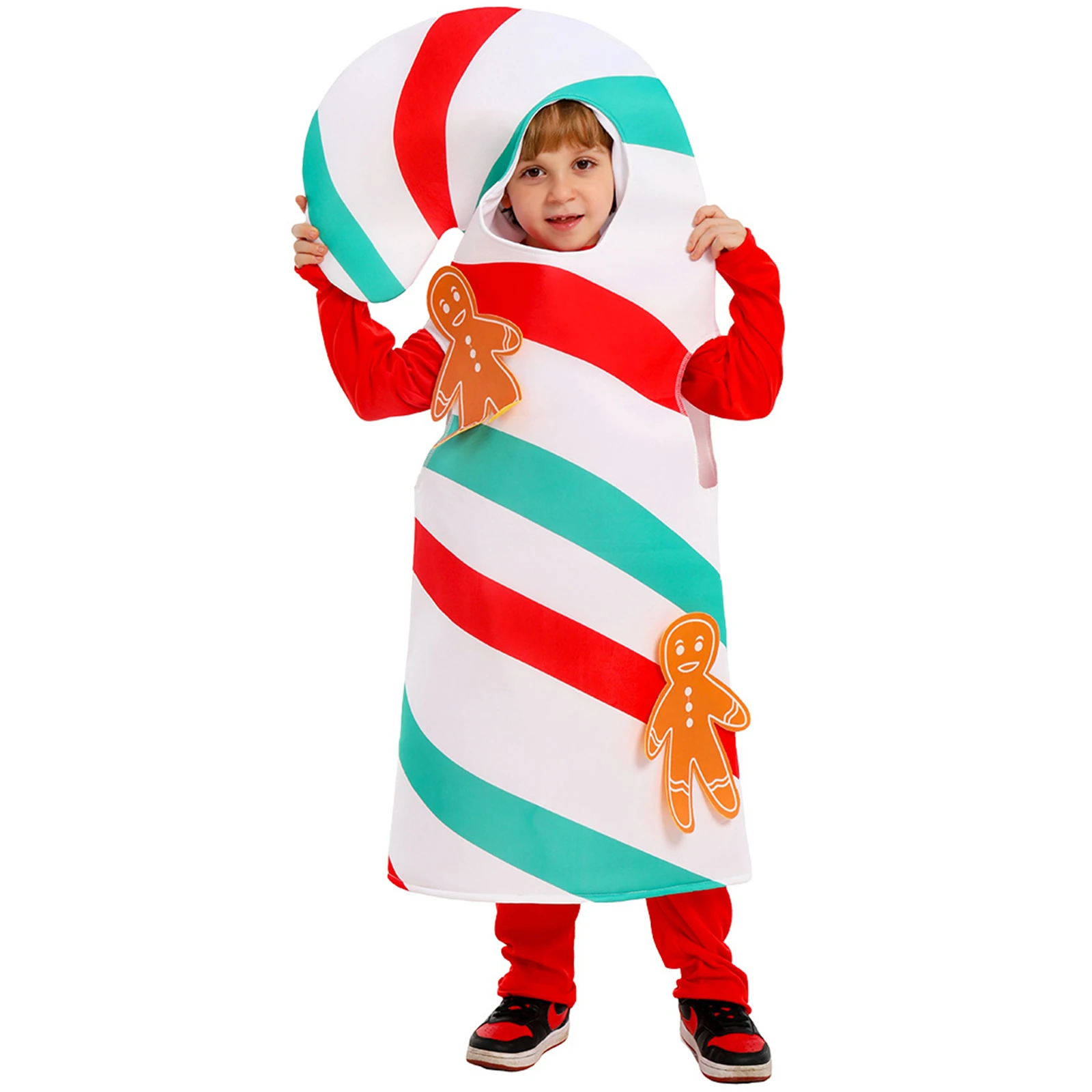 

Kids Girl Boys Christmas Candy Costume Fancy Cosplay Jumpsuit Dance Unitard One Shoulder Xmas Holiday Festival Outfits