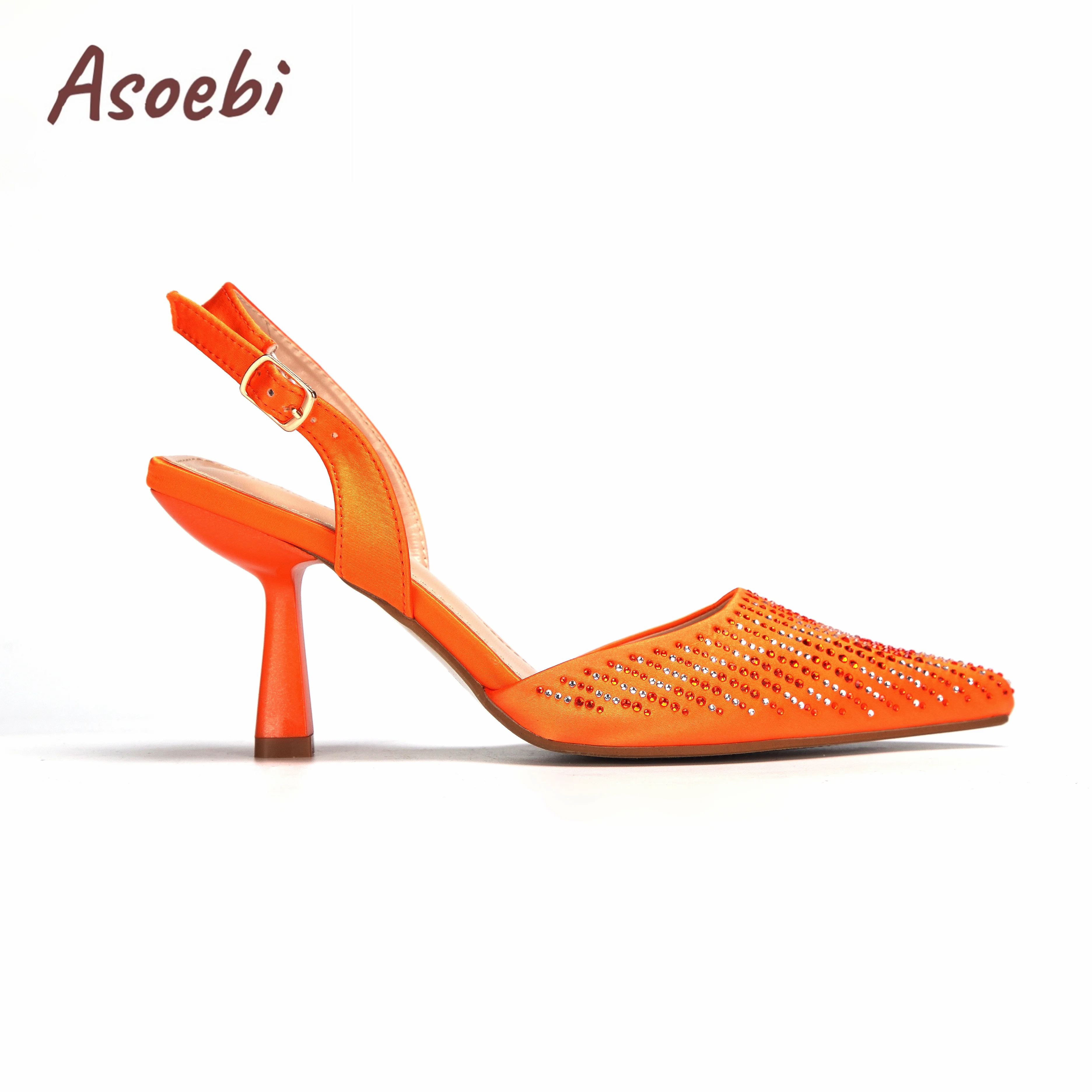 New Fashion Orange Color Pointed Toe Women Peep Toe Shoes Matching Fashion Commute Or Party Shoes Bag Set For Ladies