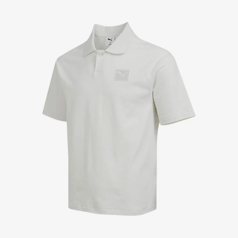 Puma genuine ESSBadge short sleeved lapel men's white badge polo shirt 634869-05