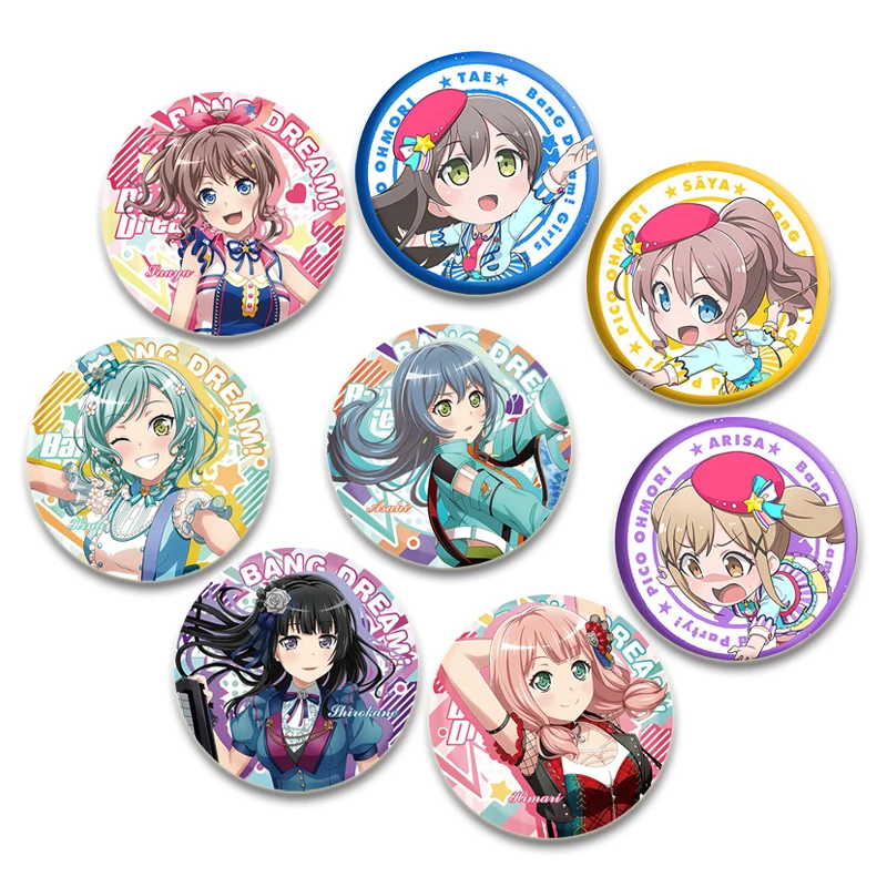 

32/44/58mm Anime Bang Dream Brooch Bag Decor Collection Badge Cute Cartoon Cosplay Lapel Pins Jewelry Gifts Handmade Accessory