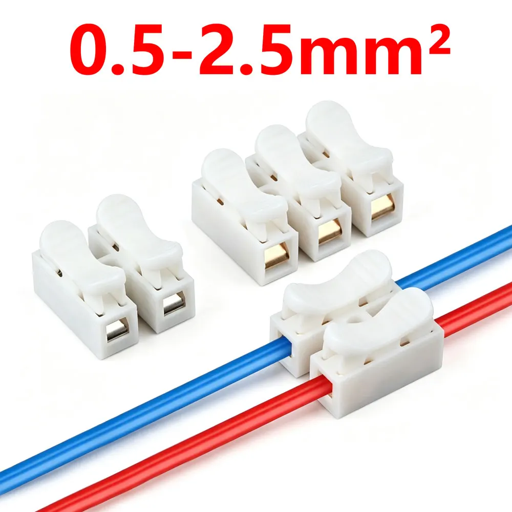 10pcs CH-2/CH-3 Wire Terminal-Block 2/3 Pins Electrical Cable Connectors Self Lock Push In Fast Block Splice Cable Line Clamp