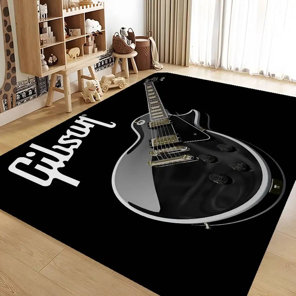 Gibson Guitar Logo Floor Mat INS Style Soft Bedroom Floor House Laundry Room Mat Anti-skid Bedside Area Rugs