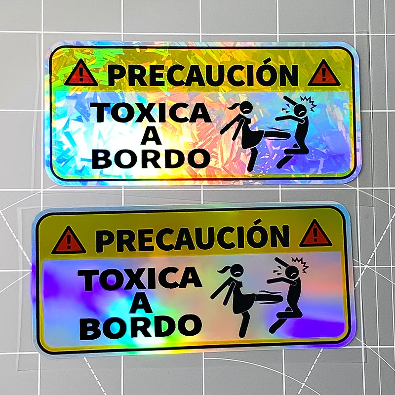 

Spanish Poison Warning Sticker - Waterproof Boat/Boat Sticker with Rainbow Poison Warning Symbol, Bilingual "Toxic Chemical