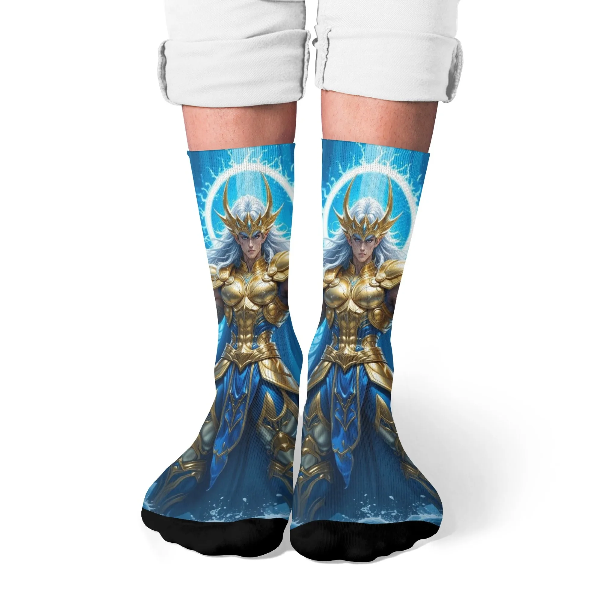 Comic Poseidon Held Lustige Herrensocken Harajuku Stil Neuheit Happy Kompressionssocken Crazy Party Geschenk Street Hip-Hop Trend Socken