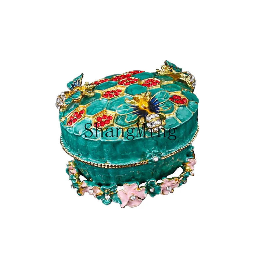 

Шкатулка для украшений PYH Enamel Craft: органайзер для колец, серег, ожерелий, с дизайном «Пчелиный сот» и кружевом, для туалетного столика