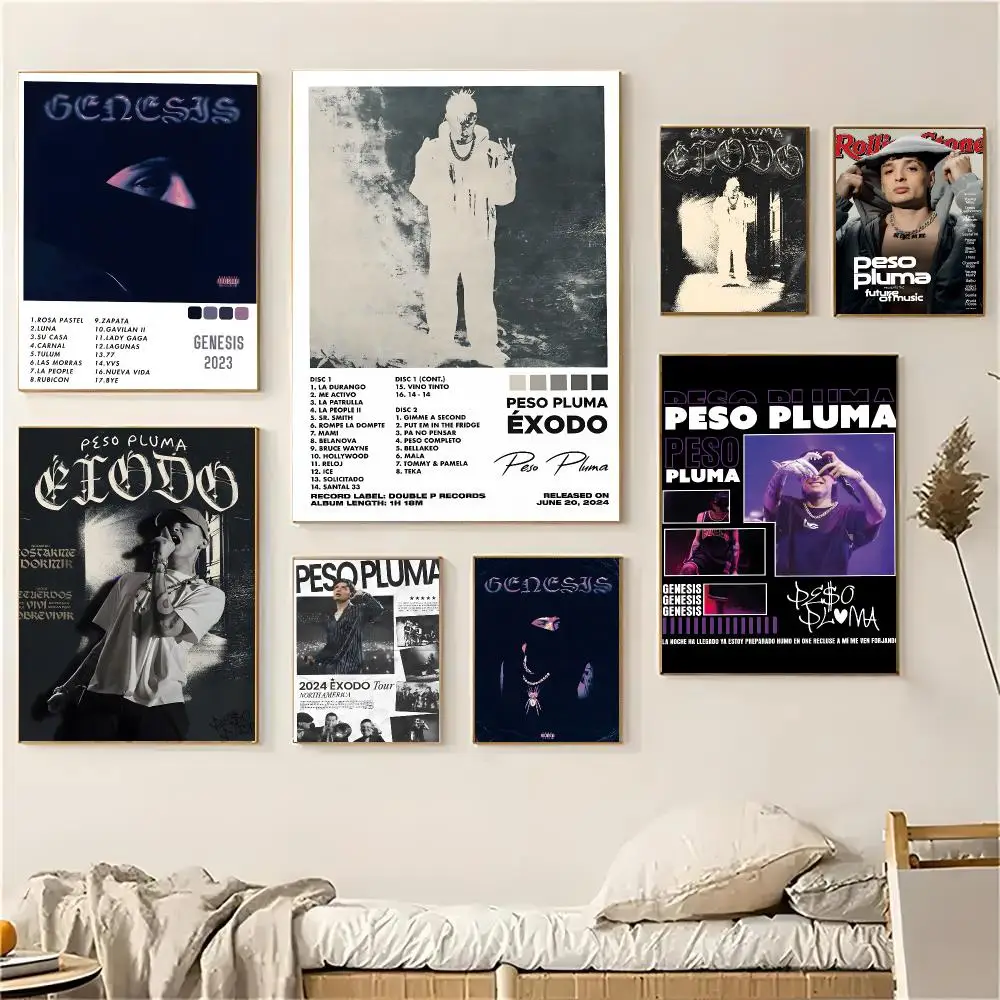 Peso Pluma Singer Regional Poster Self-adhesive Decal Living Room Bedroom Party Bar Decor Moisture-proof Fade-resistant