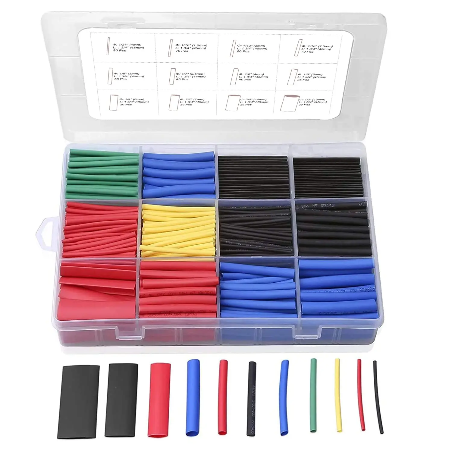 164-800pcs Heat Shrink Tubing Thermoresistant Tube Heat Shrink Wrapping Kit Electrical Connection Wire Cable Insulation Sleeving