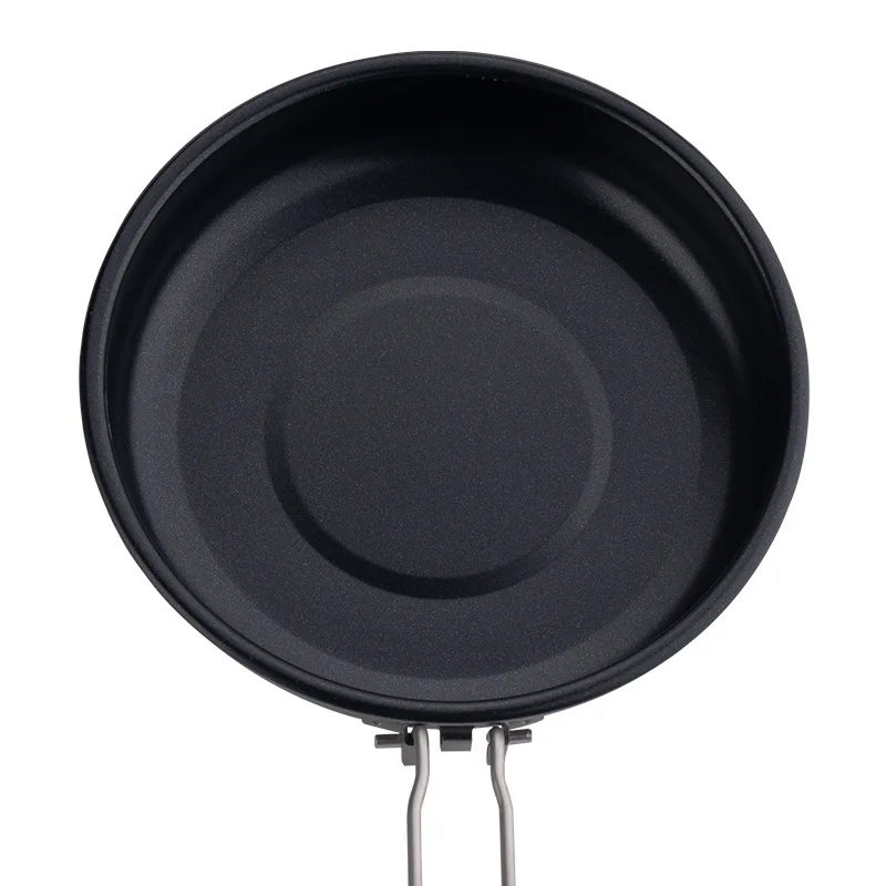 Outdoor lightweight portable titanium cooker pure titanium non-stick frying pan camping pan