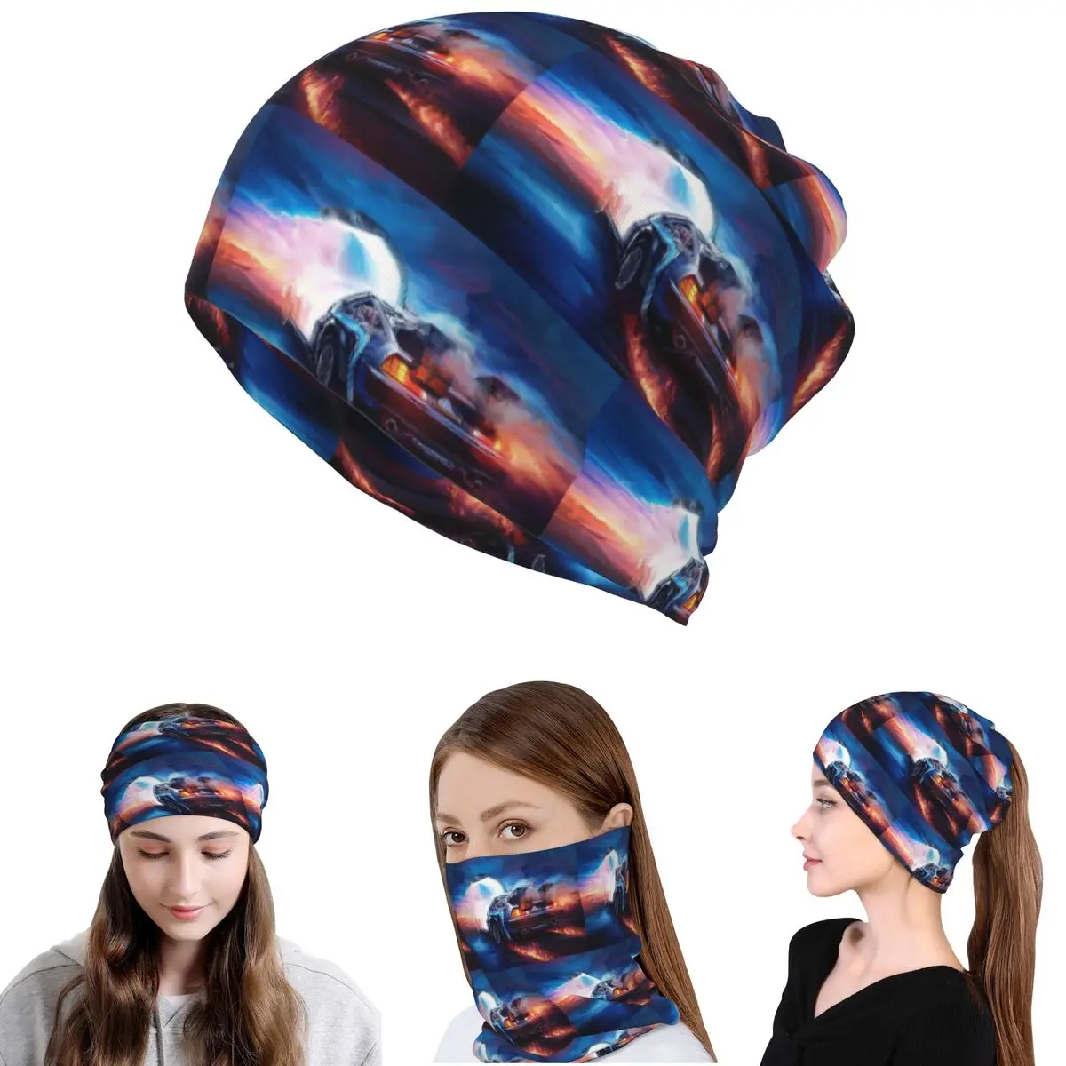 Back To The Future Delorean Time Machine Bandana Neck Gaiter Magic Scarf Multifunction Balaclava Beanies Hat Adult Breathable
