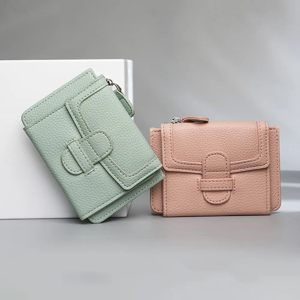 

Candy Color Ultra Thin Wallet Waterproof Multi-card Bit Vintage Coin Purse Zipper Solid Color Women's Short Purse Ladies Girl