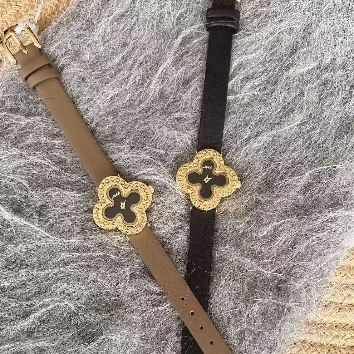 Best Sellers! New Women's Watch Quartz Watch Genuine Leather Strap Clover quartz Luxury Personalized Fashion Watch Party