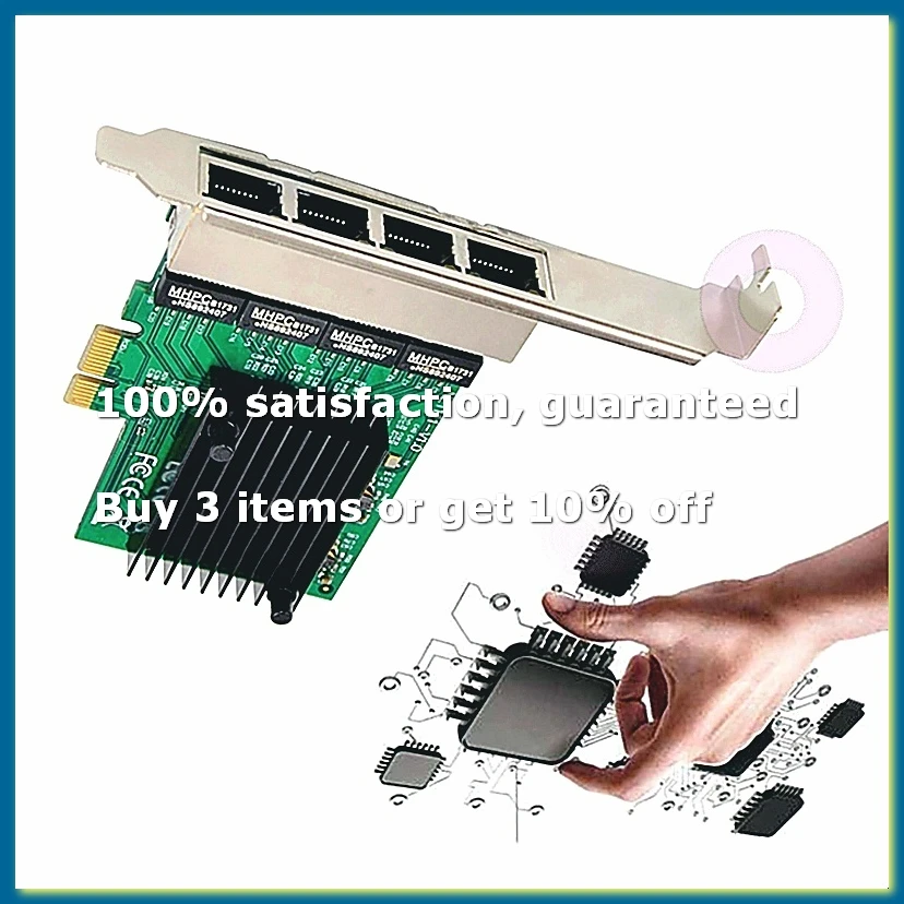 ●PCIE Network Card PCI-E X1 4 Port Gigabit Ethernet Server Network Card Adapter for Love Fast Sea Spider ROS Soft Router
