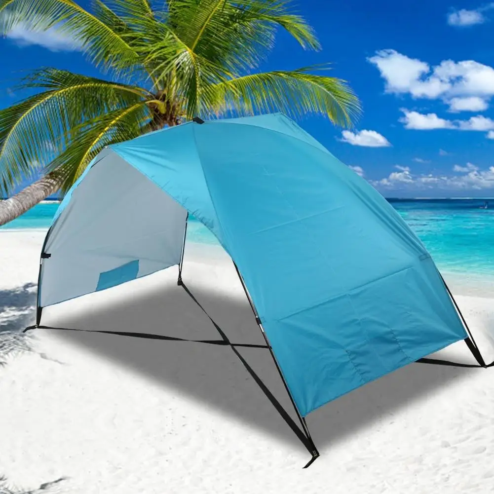 Portable Double Folding Sunshade Tent with Silver Coating - Anti-UV Beach Awning for Summer Outdoor Use