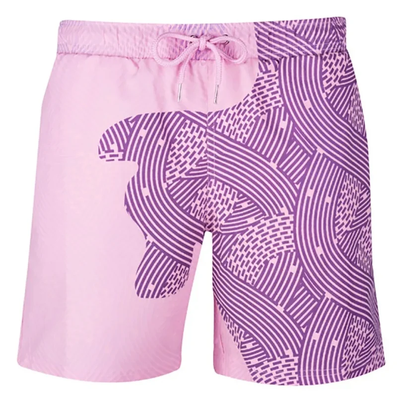 3D Printed Color Block Short Pants For Men Abstract Geometric Pattern Board Shorts Summer Casual Quick Dry Sports Swim Trunks
