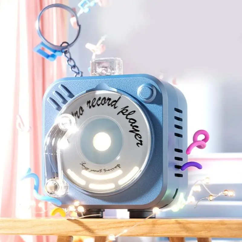 빈티지 미니 턴테이블 플레이어 키 체인 클래식 디자인 휴대용 음악 플레이어 수집가 음악 애호가를위한 키 체인