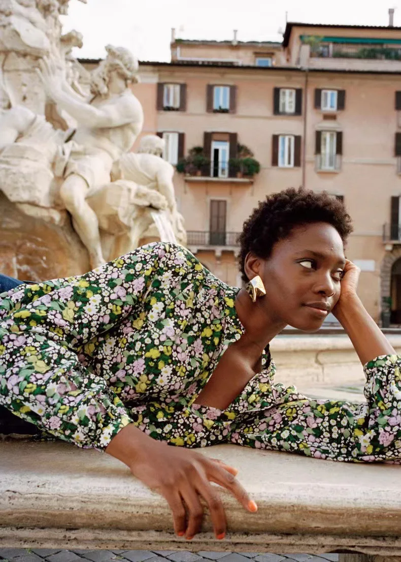 

Loose Fit Floral Print Cotton irt Women's Spring Summer New Arrival French Sle Long Sve Country Fre Linen Blouse