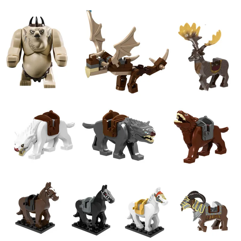 Magic Middle Series Classic Animals Building Blocks Creative War Mount Elk Boar Wolf DIY Bricks Toys For Children Christmas Gift