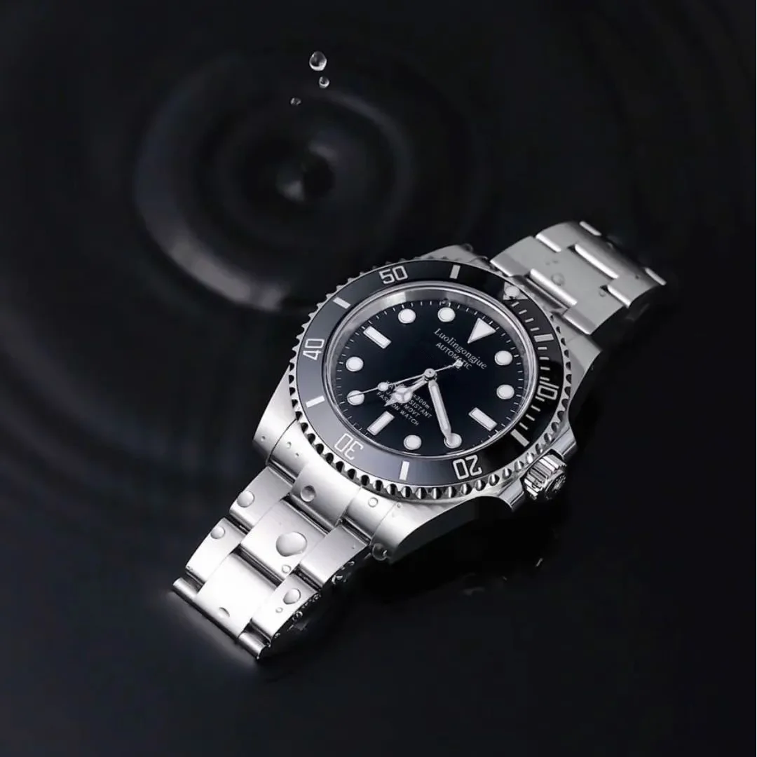 ساعة رجالية من سلسلة الغواصة الفاخرة، ساعة ميكانيكية أوتوماتيكية مقاومة للماء للأعمال العصرية للرجال، تصميم هيكل عظمي، حزام من الفولاذ المقاوم للصدأ، هدية عيد ميلاد وعيد الحب للرجال
