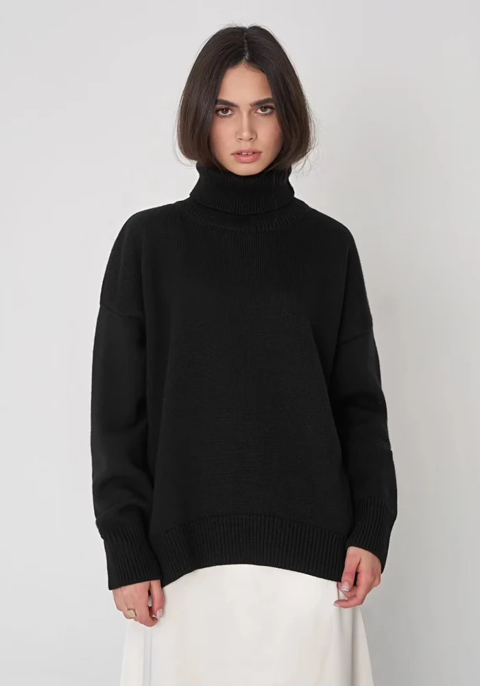 

Женский свитер с воротником, шикарный осенне-зимний толстый теплый повседневный свободный вязаный джемпер большого размера, пуловер