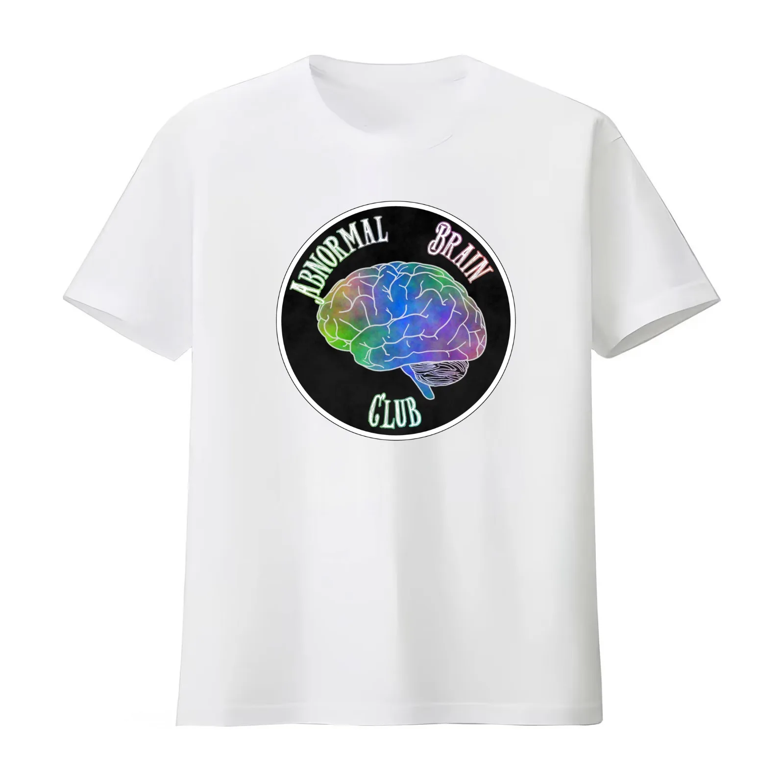 Abnormal Brain Club T-Shirt Summer Casual Cotton Tee Oversized Streetwear Tops Vintage Graphic Print Loose Fit Short Sleeve