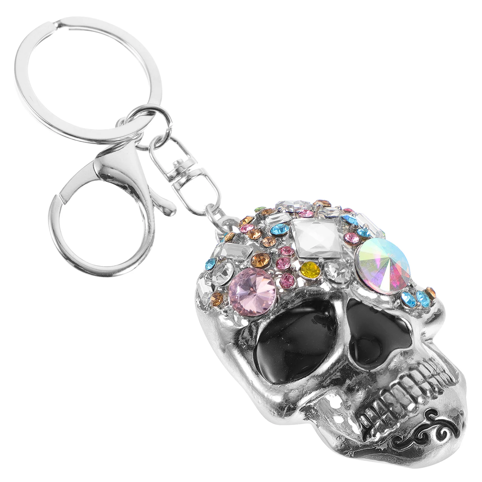 Lanyards for Keys Smart Holder Skull Keychain Purse Wristlet Bands Halloween Keyring Funny Hanging Decor Crystal