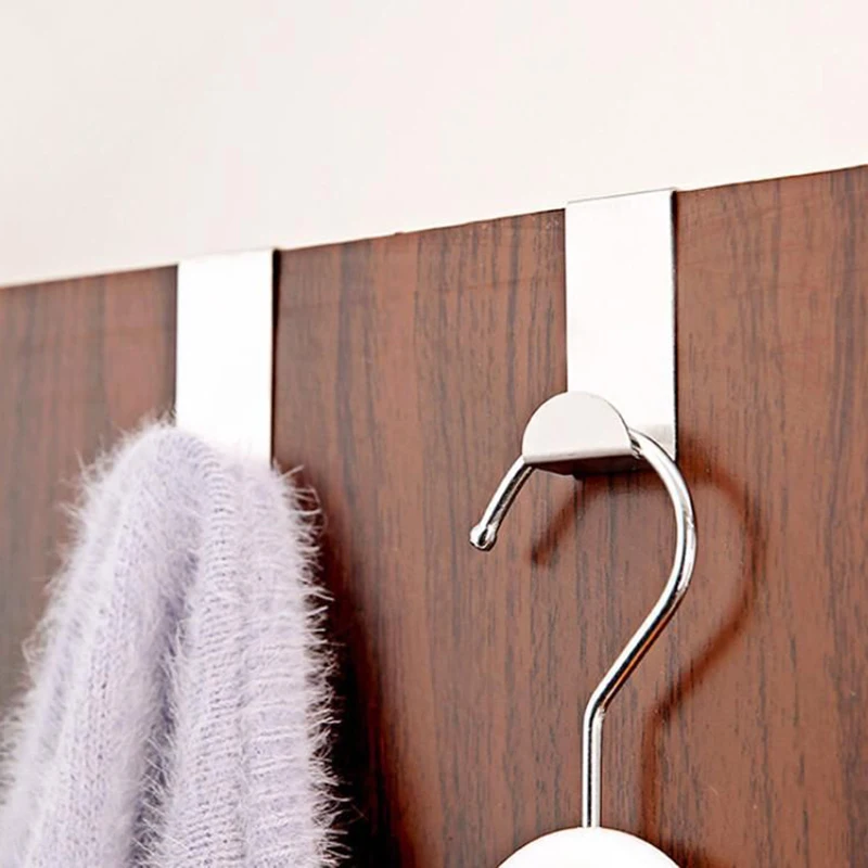 1/2Pcs Stain Steel Kitchen Cabinet Draw Over Door Hook Clothes Hanger Holder Clothes Rack Women Bags Rack Kithchen Accessories