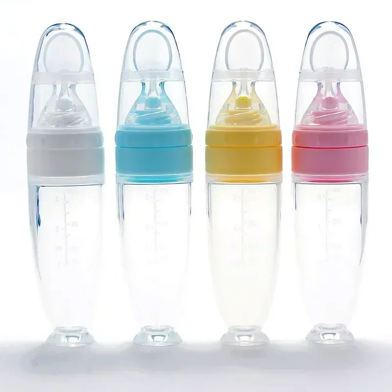 Silicone Baby Food Feeder - Soft Rice Paste Dispenser Self-Feeding Spoon for New Moms