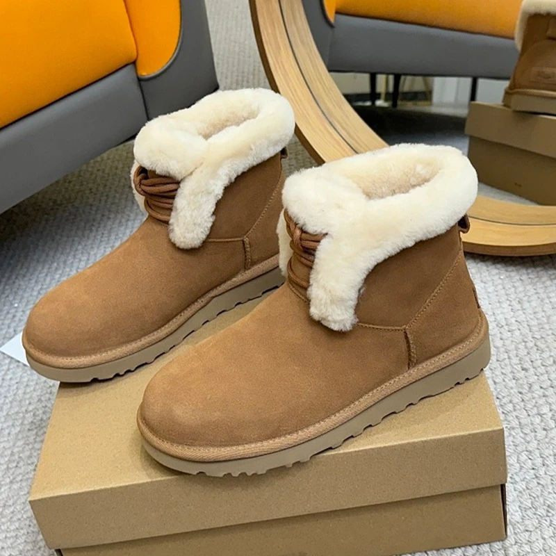

Женские ботильоны на меху на плоской подошве, теплая обувь, замшевые модные зимние зимние ботинки, новинка 2025, трендовые короткие плюшевые уютные женские короткие ботинки