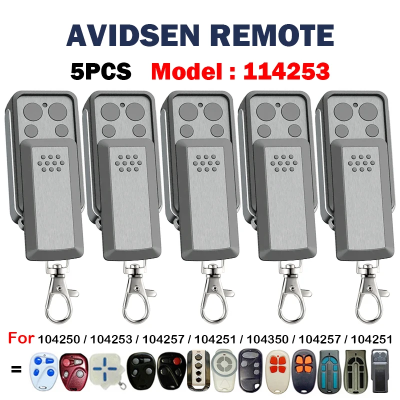 

5PCS AVIDSEN 114253 Garage Door/Gate Remote Control Compatible With 433.92MHz AVIDSEN 104257 104251 114253 Electric Gate KeyFob
