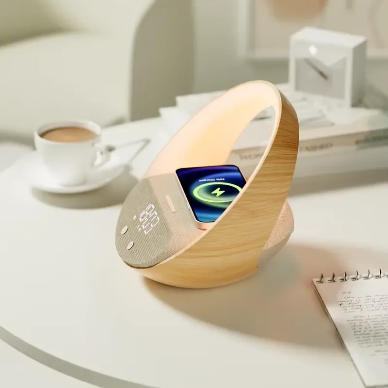 EE1  Portable Speaker Wireless Charger with Night Light Sunrise Alarm Relaxing Nature Sounds Perfect