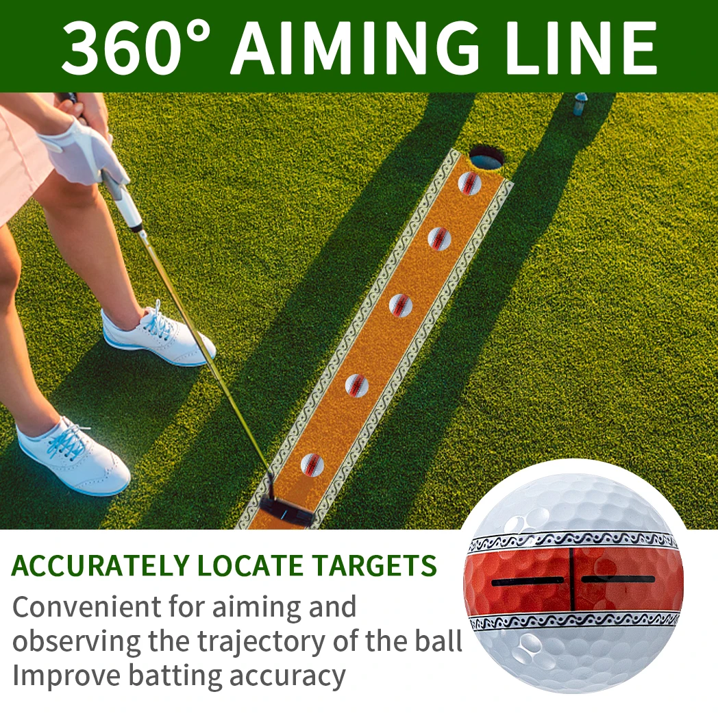 Caiton 6/3pcs golf ball, three-layer PU putter ball, 360° aiming line putter ball, making your putt more accurate and stable