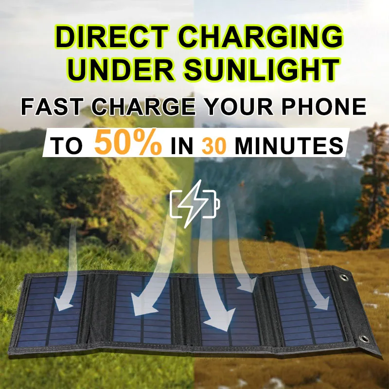 Solar Foldable Charging Panel  20W Portable Outdoor Easily Carry Out Emergency Charging Camping Charger for Mobile Phone