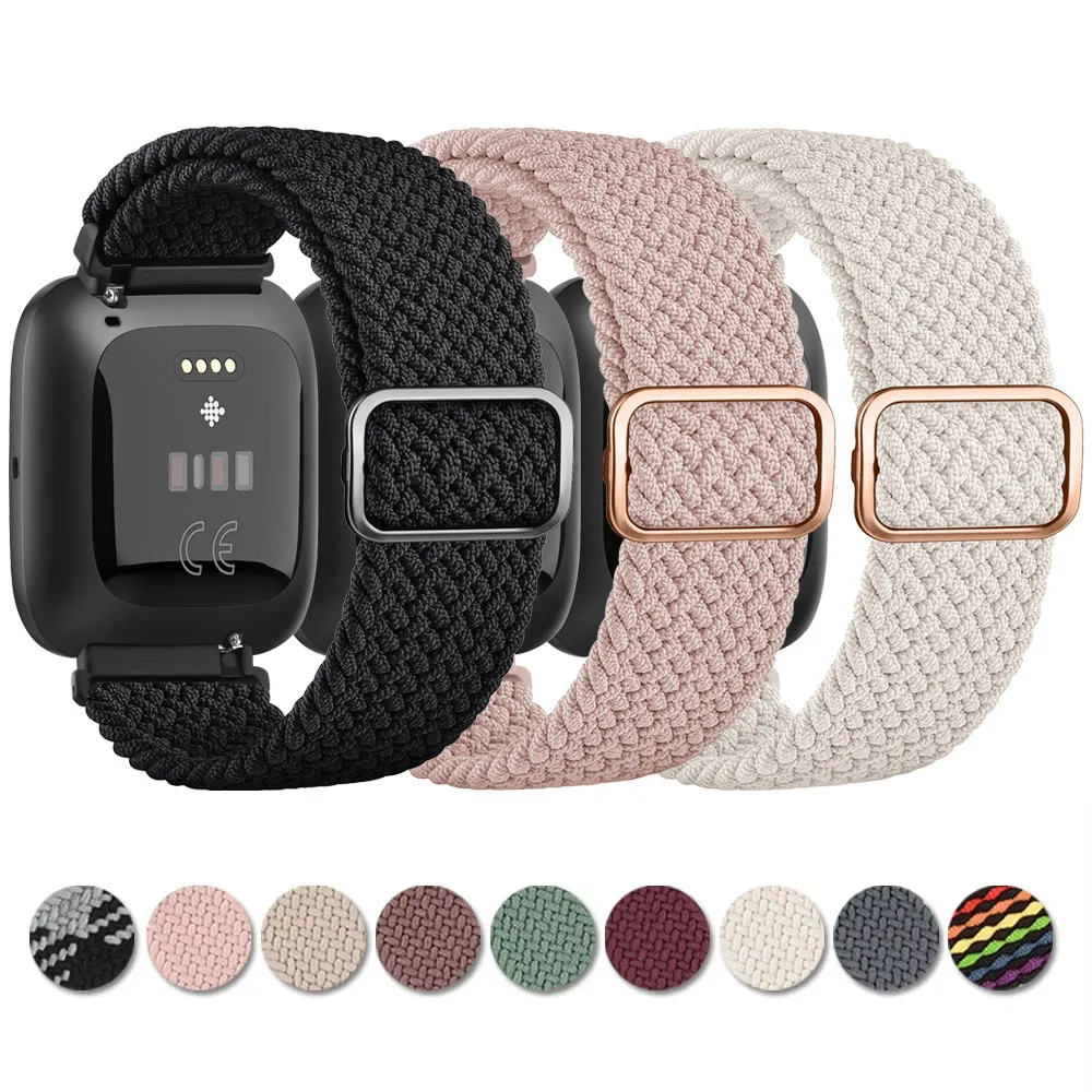 ยืดหยุ่น Braided Loop สําหรับ Fitbit Versa 1/Versa 2/Versa Lite สายคล้องปรับสายรัดข้อมือสําหรับ Fitbit Versa พิเศษ Edition Band