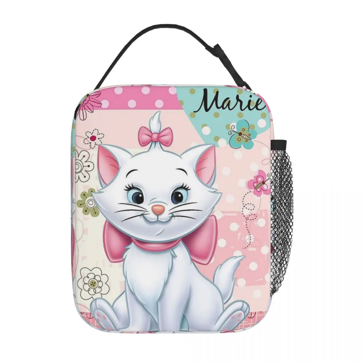 Custom Movie Marie Cat Lunch Bag for Women Cooler Thermal Insulated Bento Box Kids School Children Waterproof Tote Bags