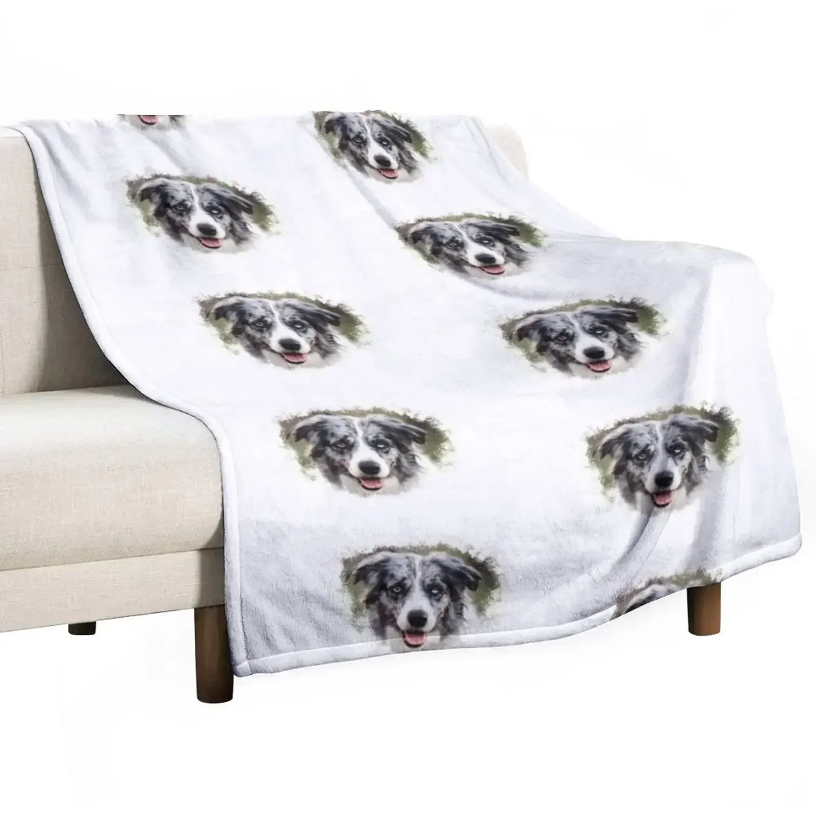 

Blue Merle Border Collie! Throw Blanket Sofas Baby for babies Blankets