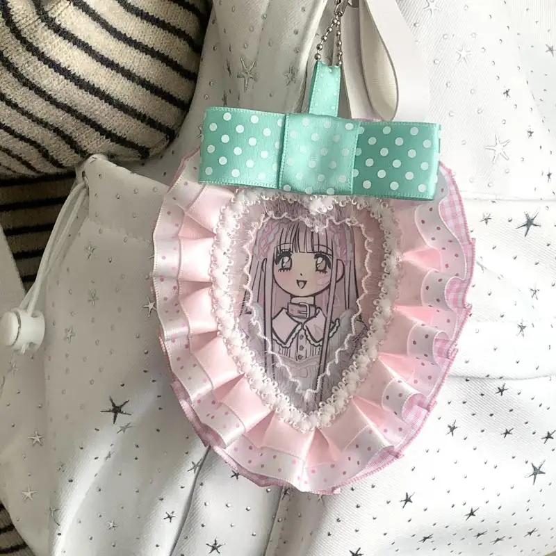 Lace Card Holder Cute Strawberry Anime Support Display For Idol Collection Desk Decor Stand