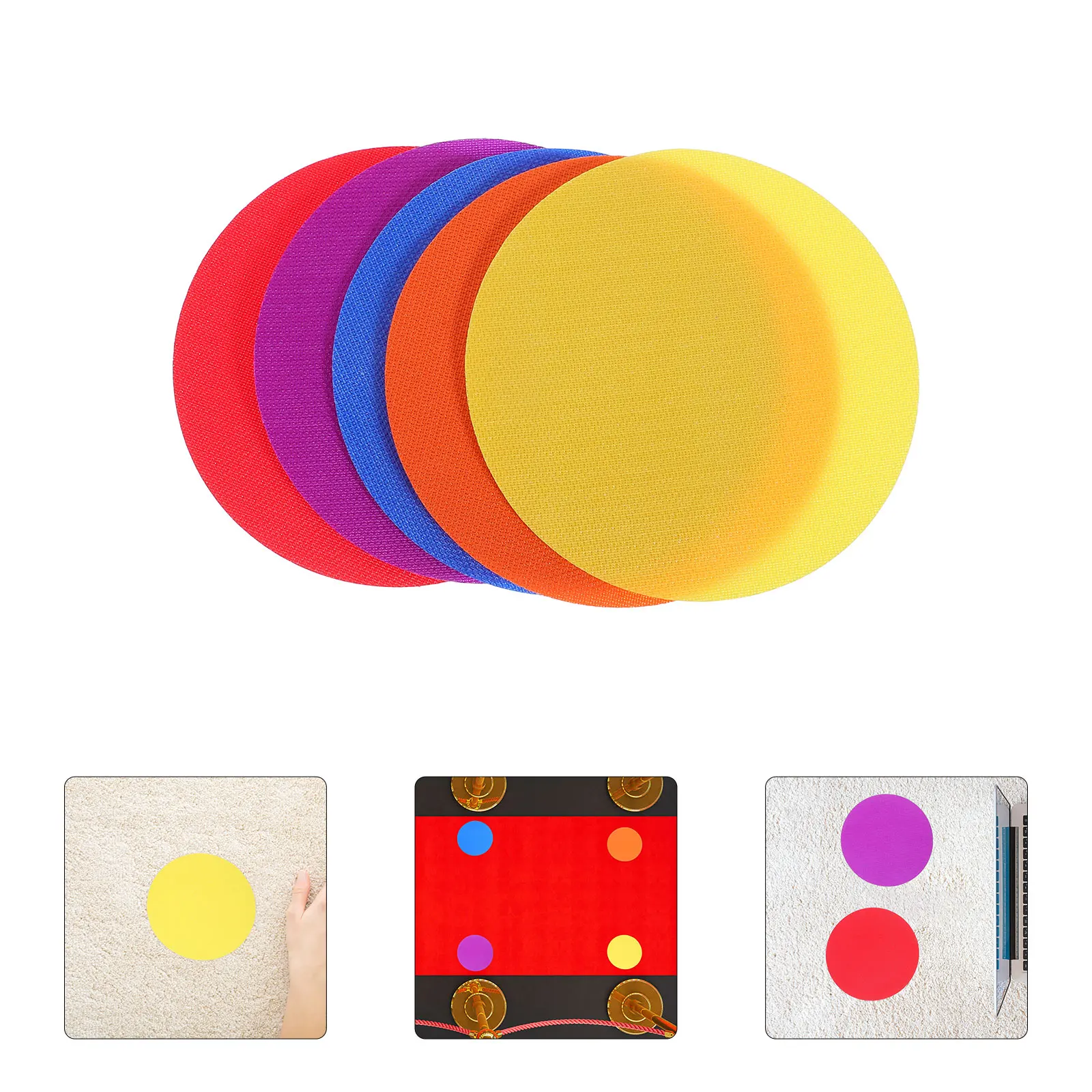 

NUOBESTY 24Pcs Colored Floor Dots Round Carpet Markers for Kids Classroom Rug Games Seating Training Reusable Hook Pads