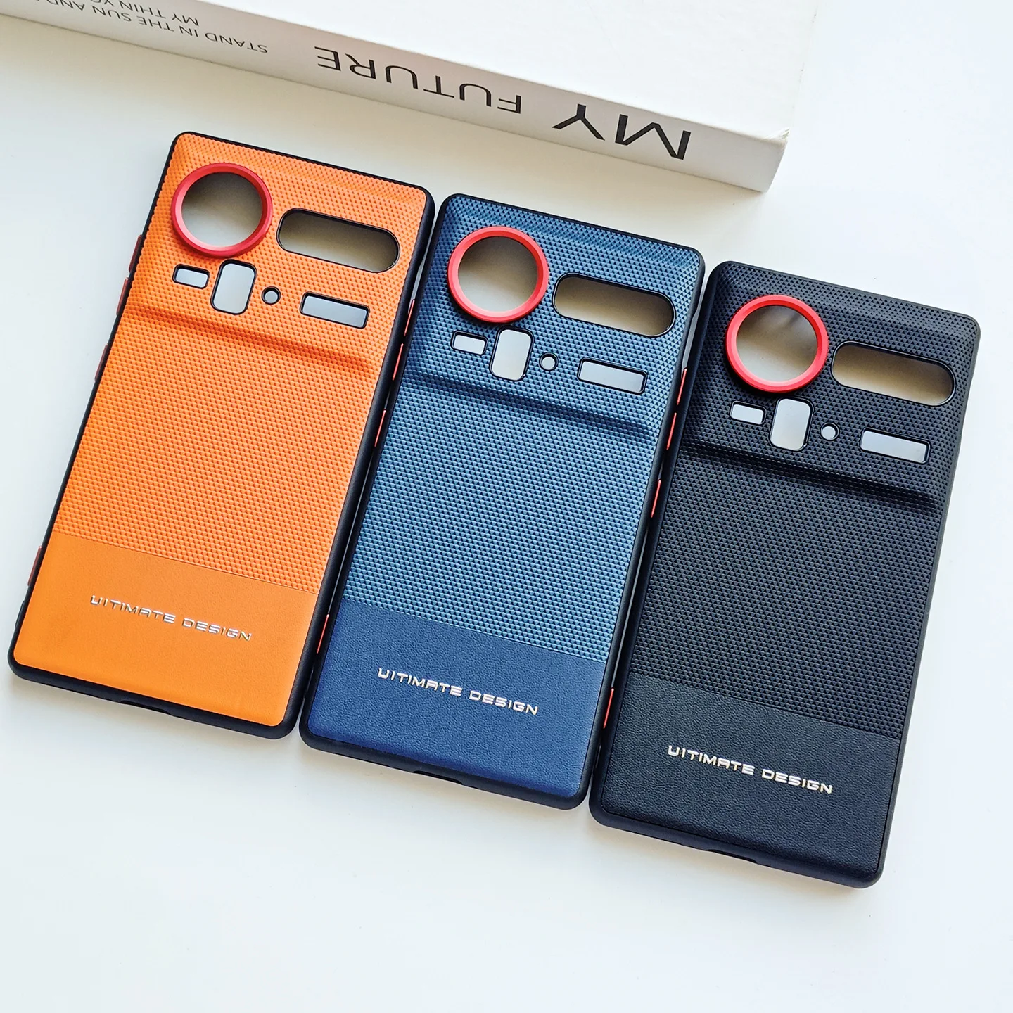 

For ZTE Nubia Z80 Z70 Z70S Ultra PU Leather Skin Friendly Contrast Color Keys Lens Frame Protective Back Soft Case Cover