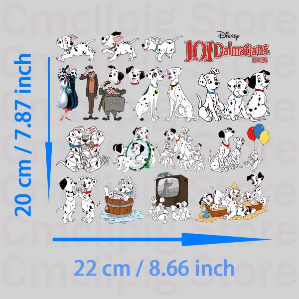 Disney 101 Dalmatians self-adhesive Iron on patches DIY children printing for clothes vinyl stickers