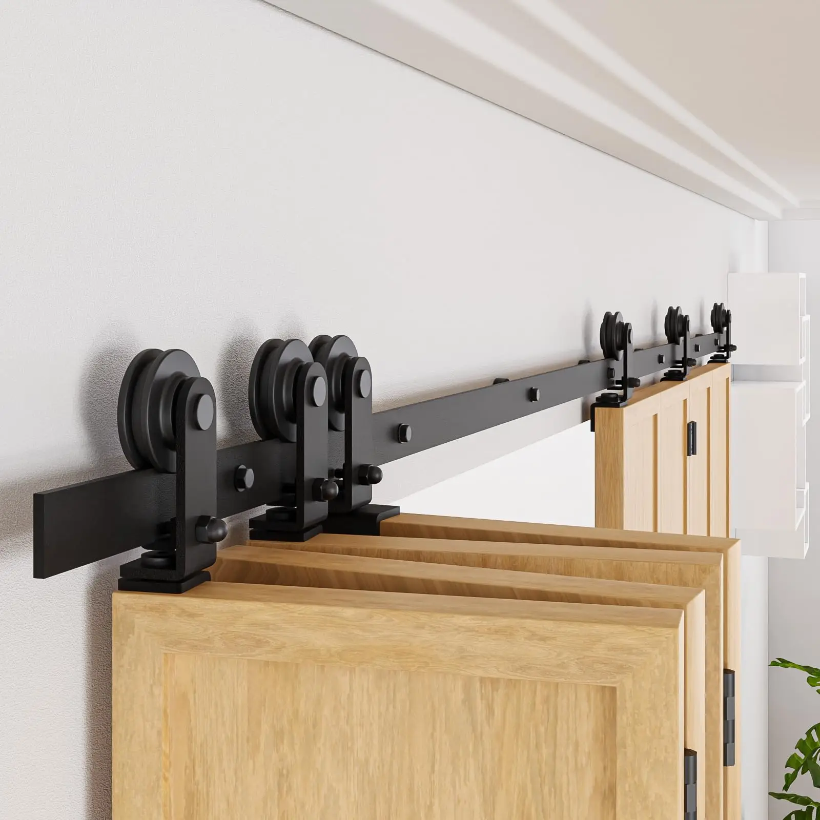 Imagem -04 - Ccjh-bi-folding Barn Door Hardware Track Kit Adequado para Painéis de Portas Novo Estilo Acordeão Fácil Instalação Porta Não Incluída