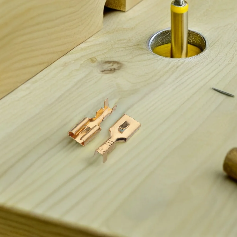 

100pcs Audio Connectors Female Spade Crimp Terminals Non Insulated Quick Connect For Automotive Speaker Wire Electrical