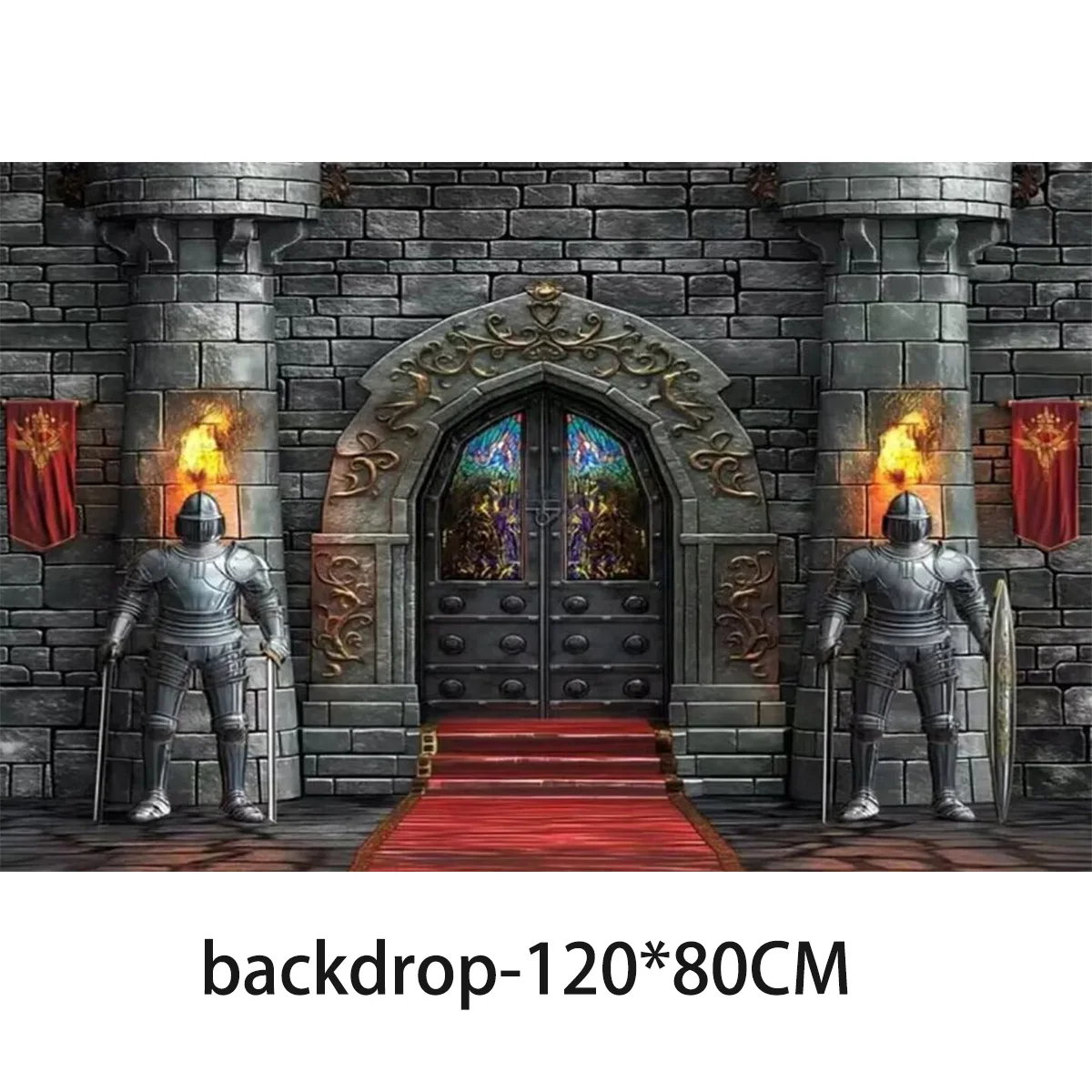 Medieval Armored Knight Theme Birthday Party Decoration Middle Ages Castle Backdrop Banner Balloon Cake Topper Banner Kids Boys