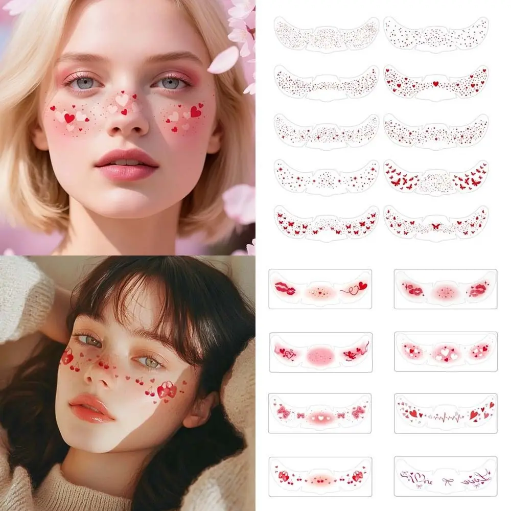 Waterproof Freckles Blush Tattoo Stickers Disposable Valentine's Day Glitter Face Temporary Tattoo Long-acting