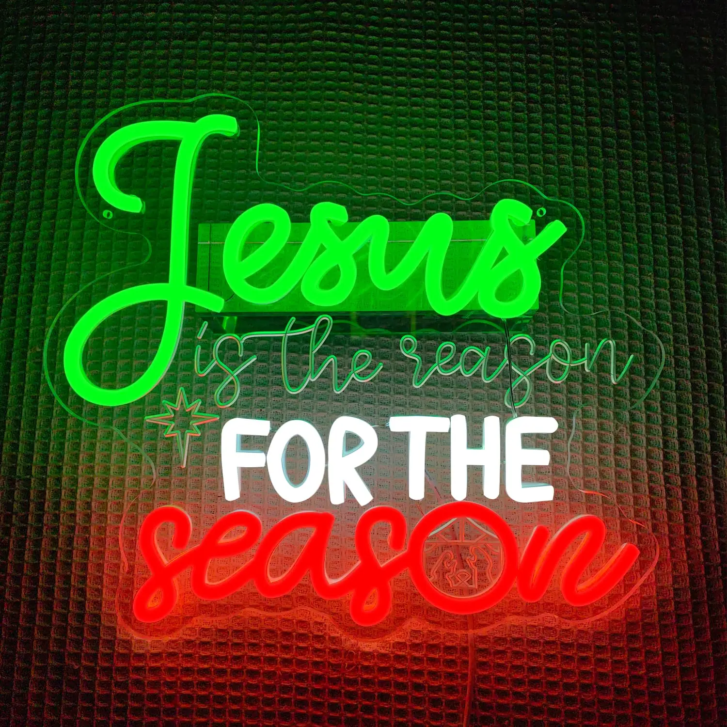 Jesus é a razão para a temporada sinal de néon para decoração de parede natal iluminar sinal para sala estar quarto festa decoração de natal