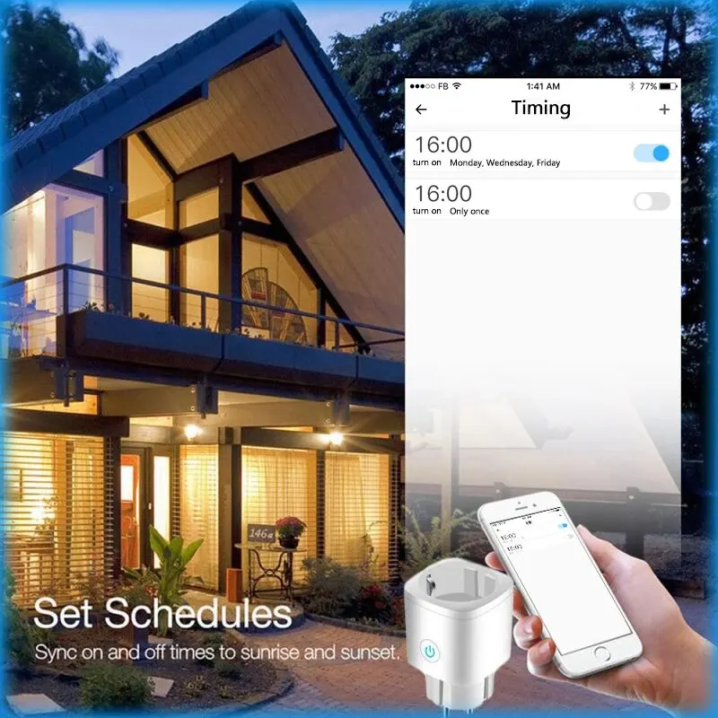 EWelink WiFi Smart Socket,16A/20A EU Smart Plug,With Power Monitoring Timing Function,Via Alexa Google Home Yandex Voice Control