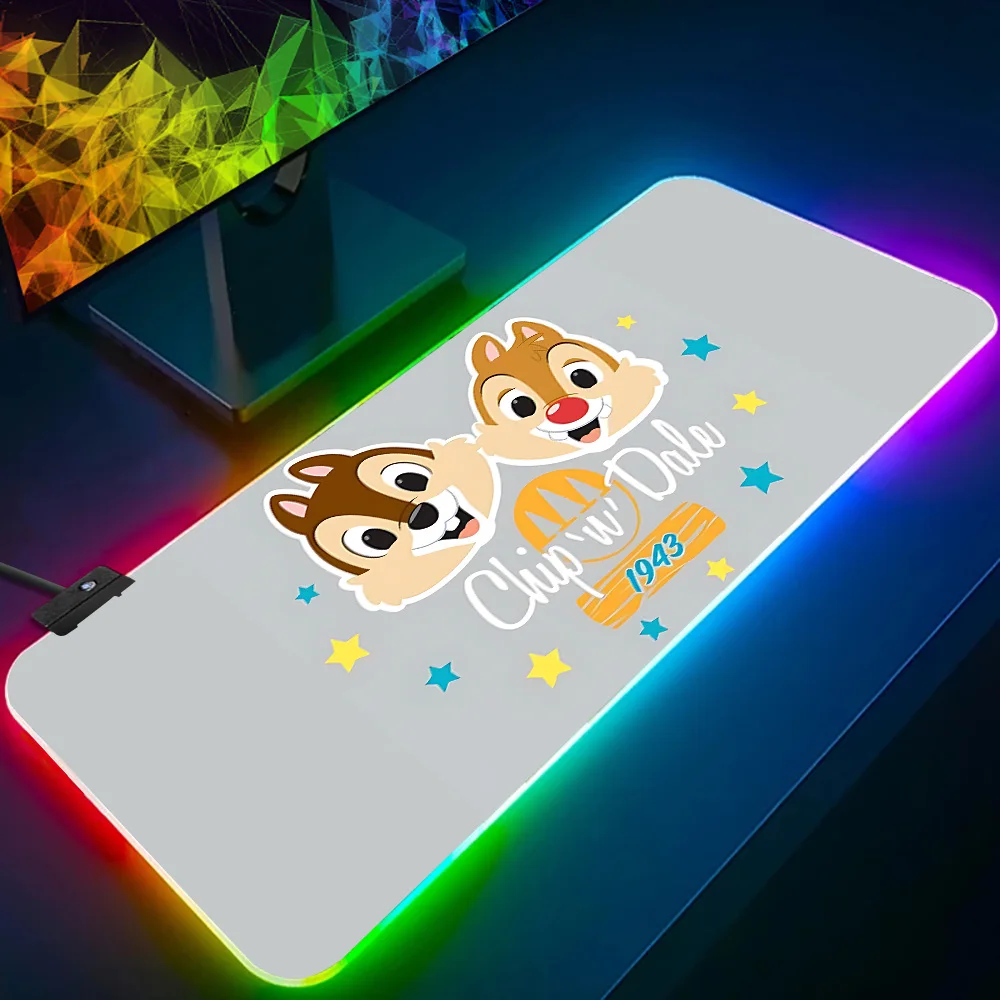 Naughty Chip 'n' Dale RGB Pc Gamer Keyboard Mouse Pad Mousepad LED Glowing Mouse Mats Rubber Gaming Computer Mausepad