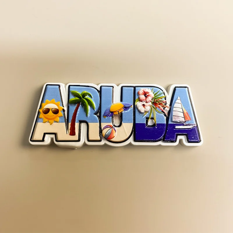 1 шт., остров Аруба, домашний декор, письмо, 3D роспись, магнит на холодильник, карибский морской мир, сувенир для путешествий