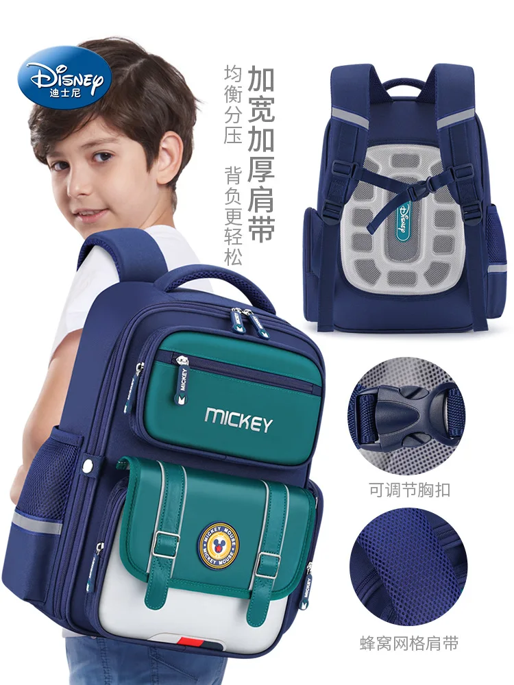 2023 Disney Mickey School Bags For Boys Grade 1-4 Primary Student Shoulder Orthopedic Backpack Large Capacity Kids Gifts Mochila