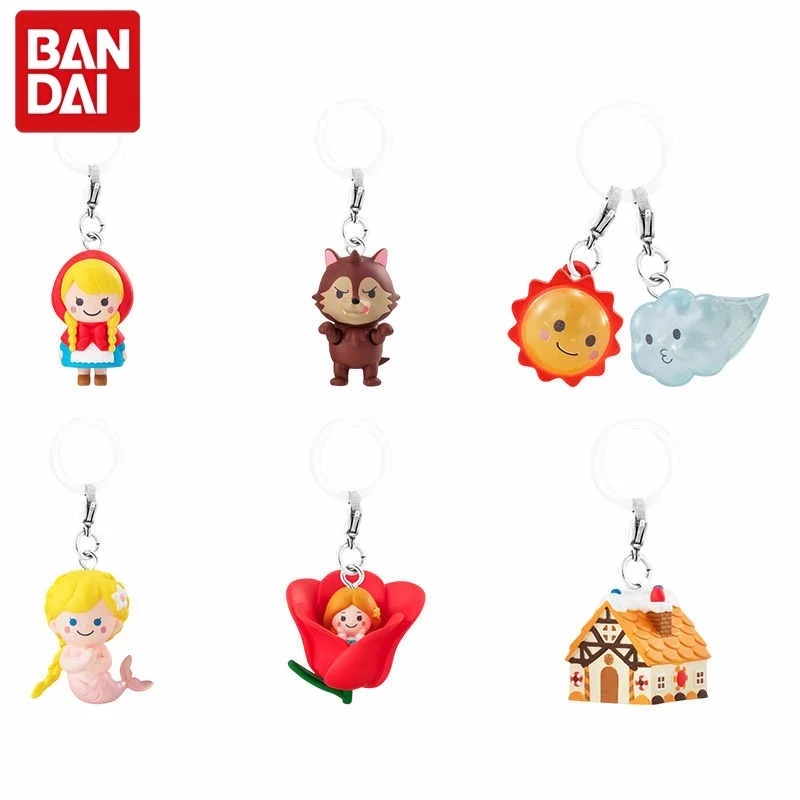 

Bandai Fairytale Character Gashapon Charms Little Red Riding Hood Thumbelina Mermaid Wind And Sun Bag Pendant Keychain Accessory