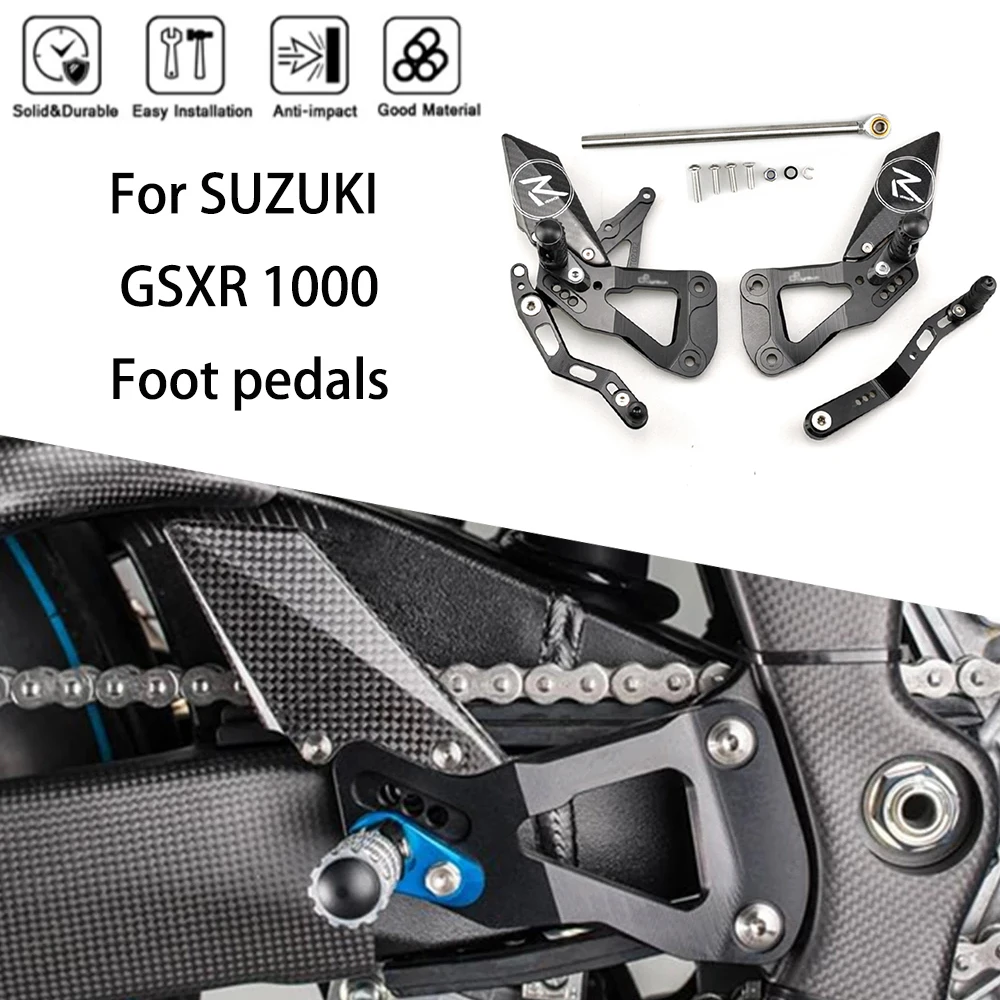 

MTKRACING For SUZUKI GSXR 1000 2017-2024 Rear Sets Heighten Pedal Adjustable Rearsets FootPegs Shift Lever Brake